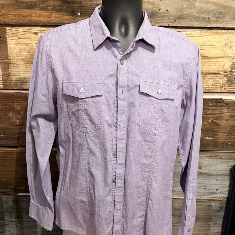 Marc Anthony Lavender Slim Fit Casual Button-Down Shirt